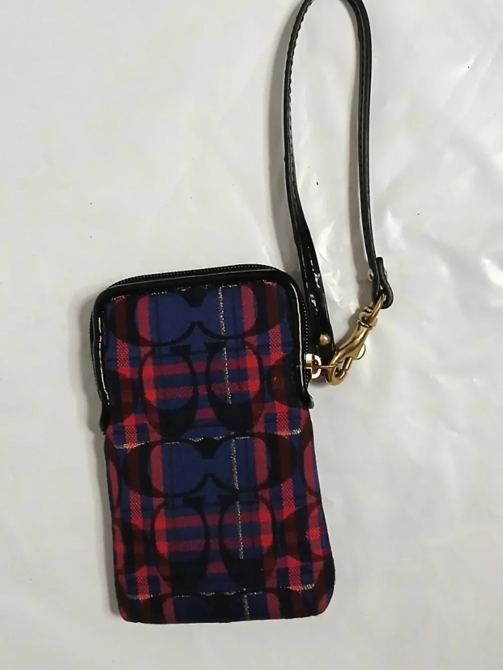 Vintage Y2K NWOT Coach Julia Tartan Plaid Universal ZIpper Wristlet Wallet